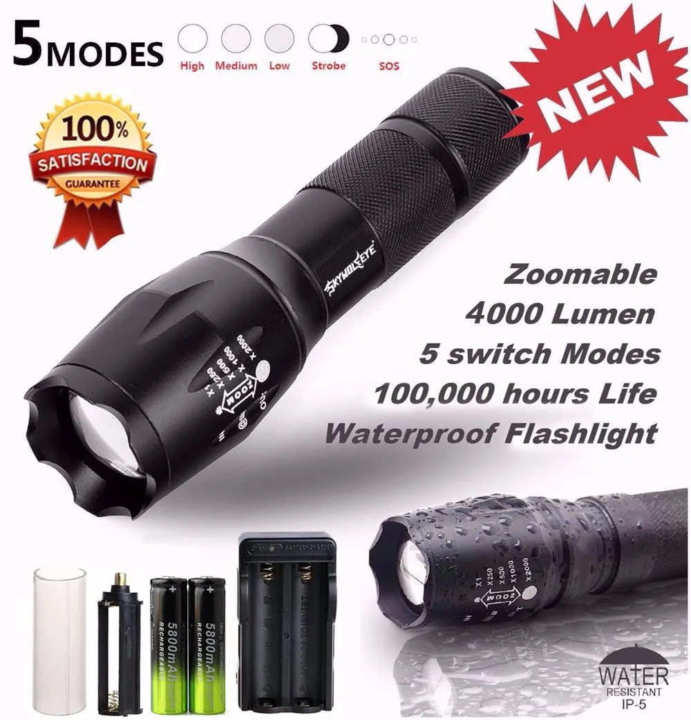 Buy X800 Tactical Flashlight LED Zoom Military Torch