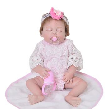 

23" Boneca reborn baby dolls 57cm bebes reborn com corpo de silicone menina bonecas can bathe vinyl newborn girl dolls