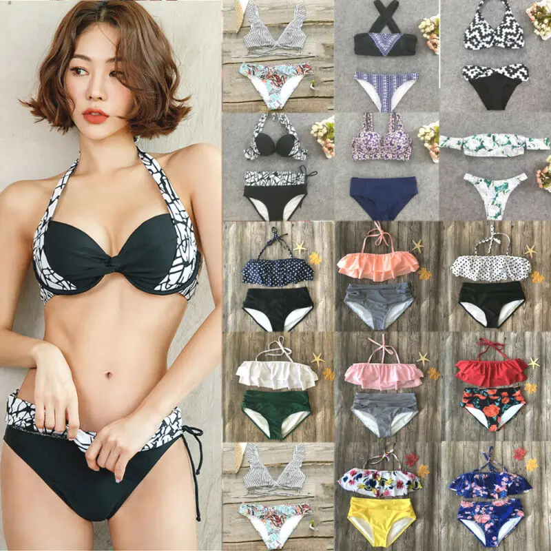 

Women Floral Bikini Swimwear Bathing Suit Triangle Swimsuit Bandage Beachwear