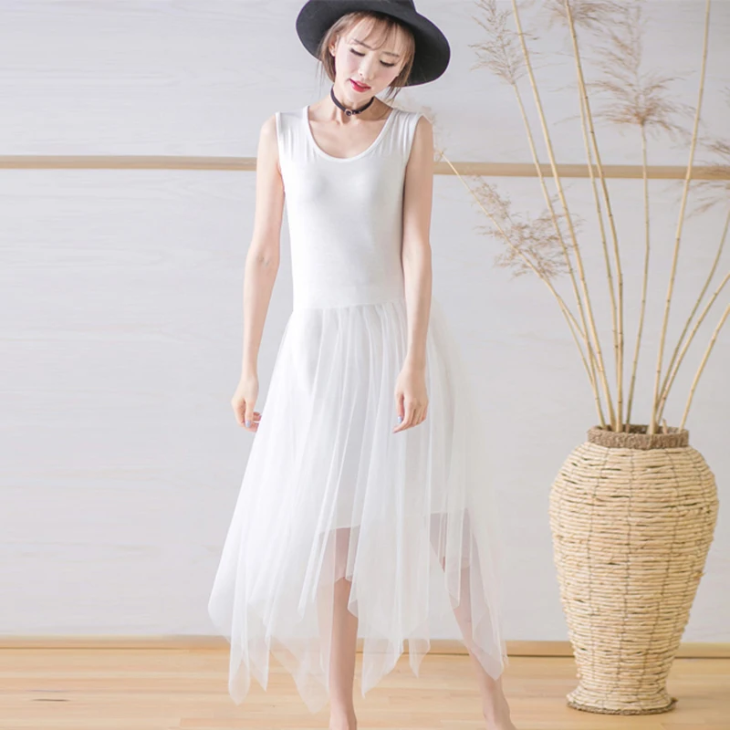 Женское модальное платье пачка с широкой юбкой длинное из сетчатой пряжи