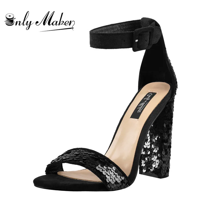 sequin chunky heels