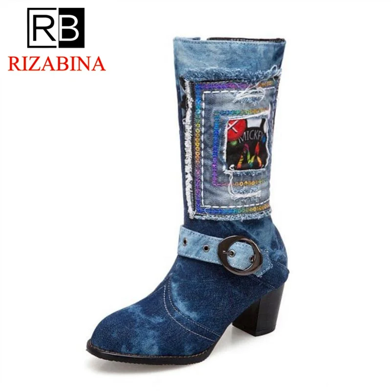 RIZABINA/Большие размеры 34-48 новые модные женские Ботинки Зимняя обувь на высоком