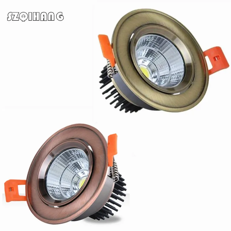 

European style Bronze Red Copper Led dimmble COB 10W 15W LED recessed Downlight White/Nature White/Warm White Ceiling Lamp