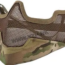 Маска для лица страйкбол Страйк V2 стальная сетка на пол-лица маска с защитой уха MULTICAM MTP CP