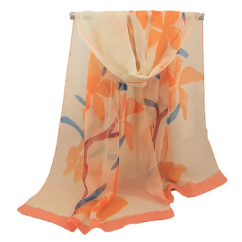 

Scarves for Women European and American Style Windmill Leaves Silk Scarf Long Section Chiffon Scarf Beach Towel Shawl Scarfs