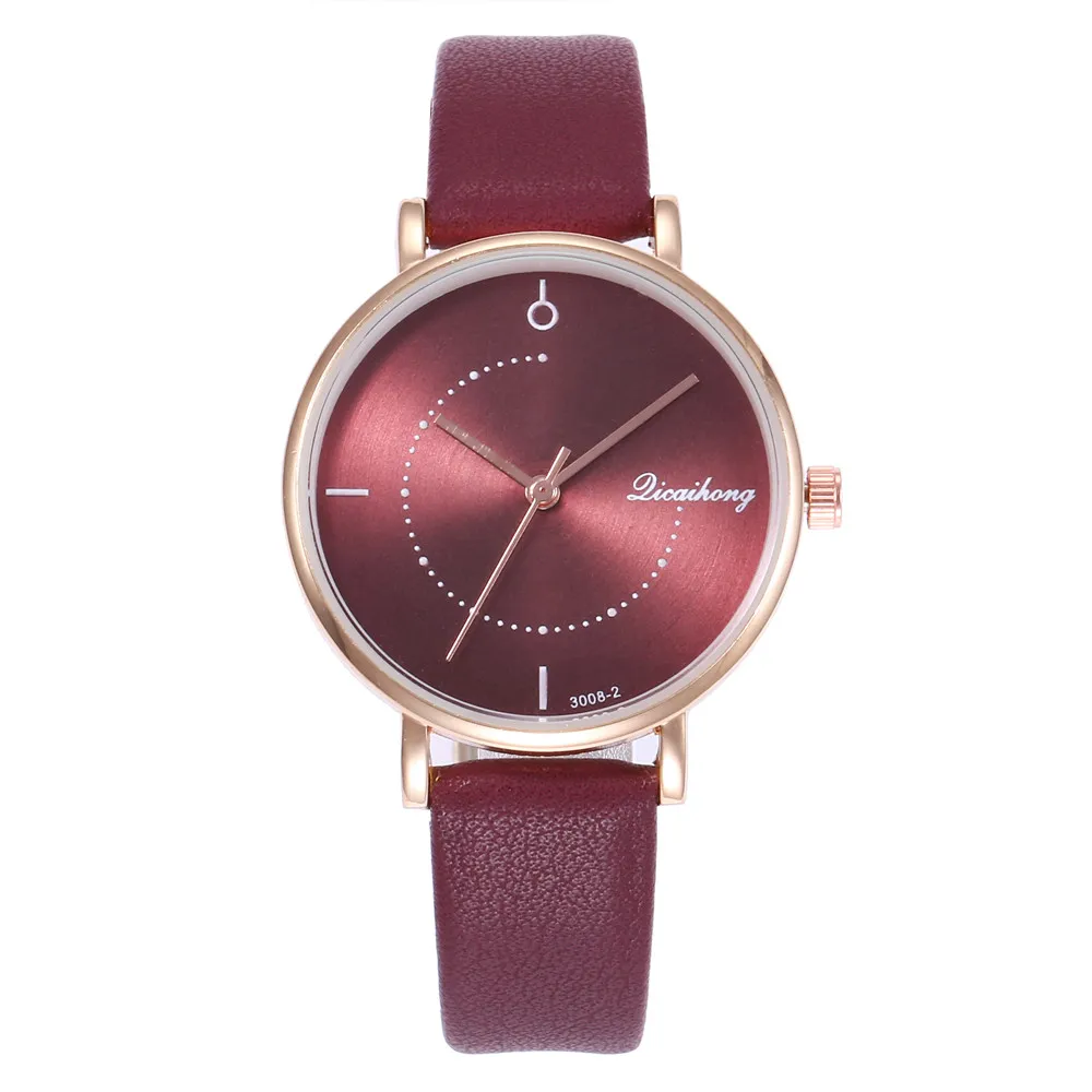 2PCS Couples Fashion Leather  and Analog Quartz Round Wrist Watches