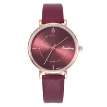 2PCS Couples Fashion Leather  and Analog Quartz Round Wrist Watches