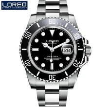 LOREO мужские часы от ведущего бренда, Роскошные сапфировые светящиеся автоматические механические наручные часы Diver 200 м, мужские часы Relogio Masculino