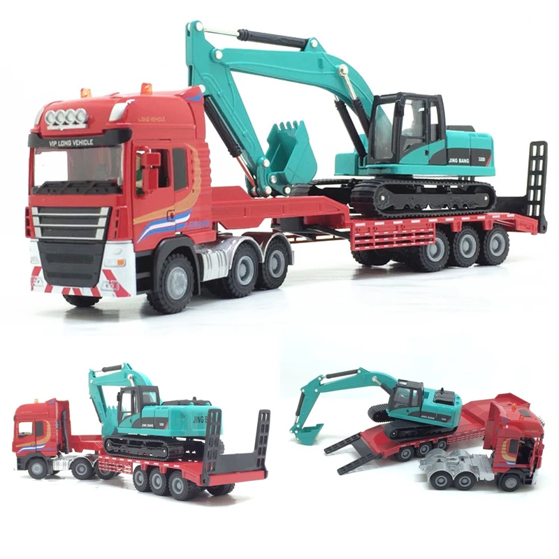 

1:50 Die Cast Model Cars scale automobile Alloy Vehicle gld3 Coche Children Toys Engineering Truck Trailer Wook Truck Digger