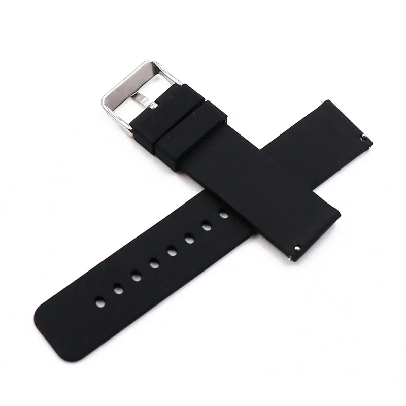 Silicone strap men's watch accessories pin buckle 18mm20mm22mm sports waterproof quick release rubber watch hand strap female