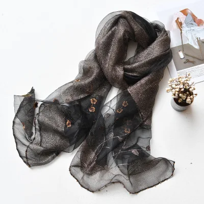 Luxury Brand Women Scarf High Quality Silk Scarves Shawl Lady Soft Wool Pashmina Elegant Embroidery Pearl Scarf Wrap Winter - Цвет: 3