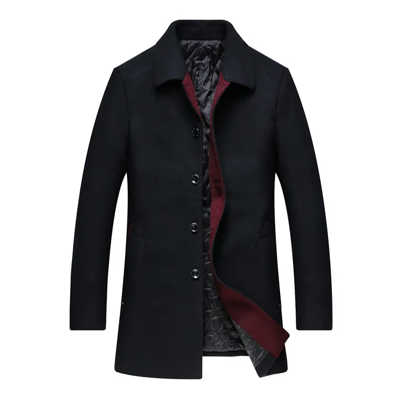 Зимнее мужское шерстяное пальто с отложным воротником, однобортная теплая деловая Повседневная Удобная одежда, большой мужской размер 6xl 7xl 8xl