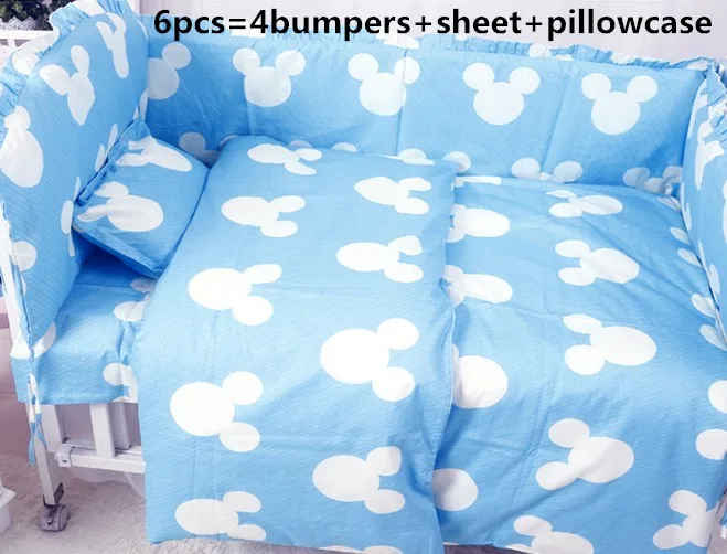 

Promotion! 6PCS Mickey Mouse bebe jogo de cama cot crib bedding set baby bedding baby crib bedding (bumpers+sheet+pillow cover)