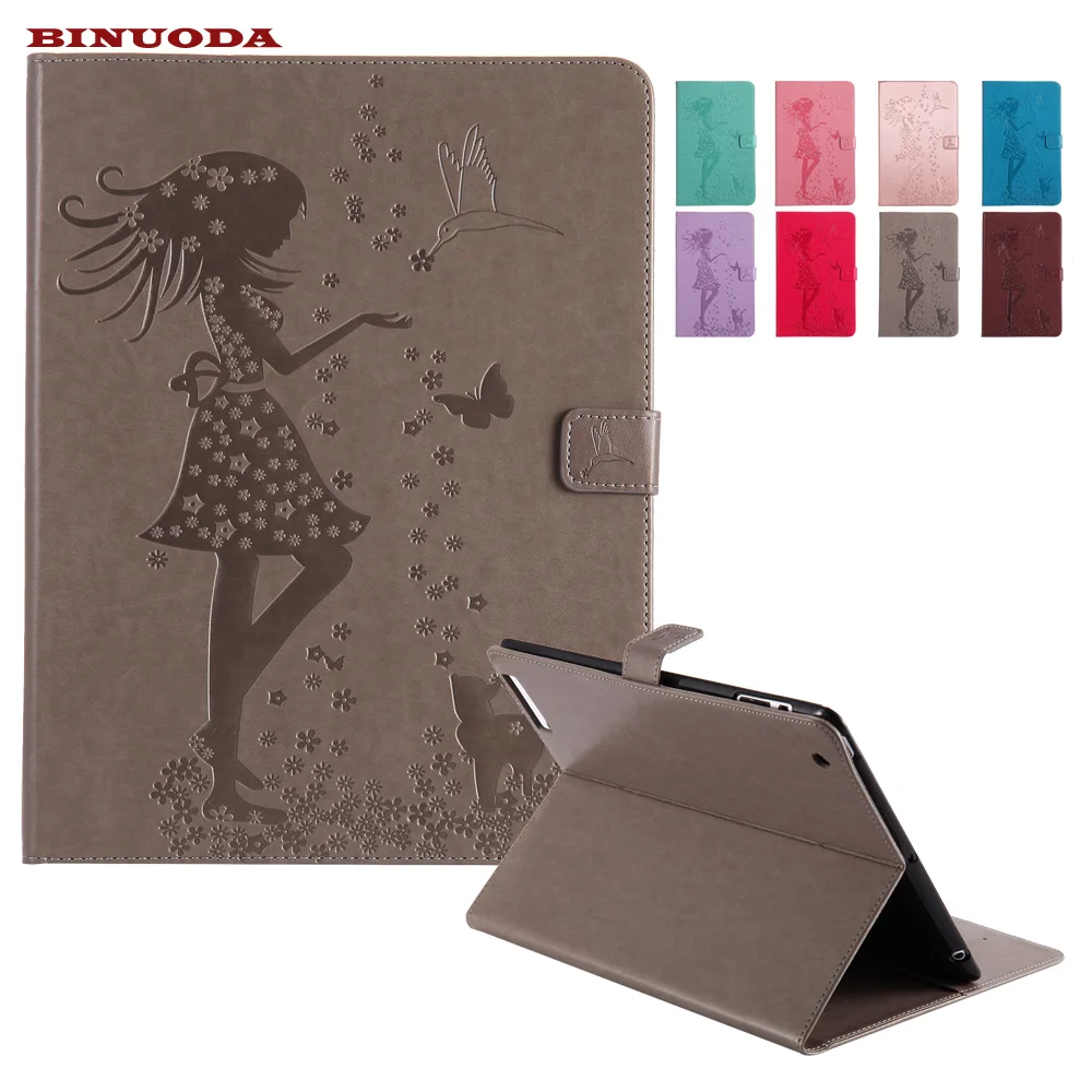 

For Coque Case iPad 2nd 3rd 4th Generation Woman and Cat Embossed Flip Folding PU Leather Magnetic Closure Smart Cover for iPad2