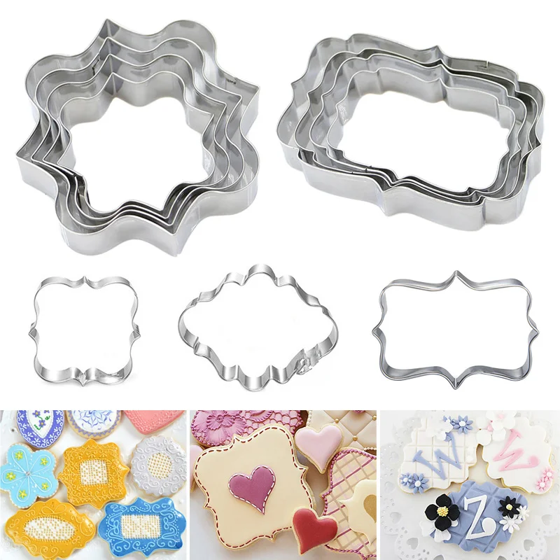 

Hot 4pcs Set Cookie Cutter DIY Mold Mould Tools Stainless Steel Frame Fondant Kitchen LFD