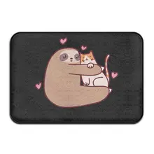 Ленивец любит кошка коврик и коврик, 40 см 60 см нескользящей коврики, подходит для крытый Ванная комната Кухня коврик и домашние животные