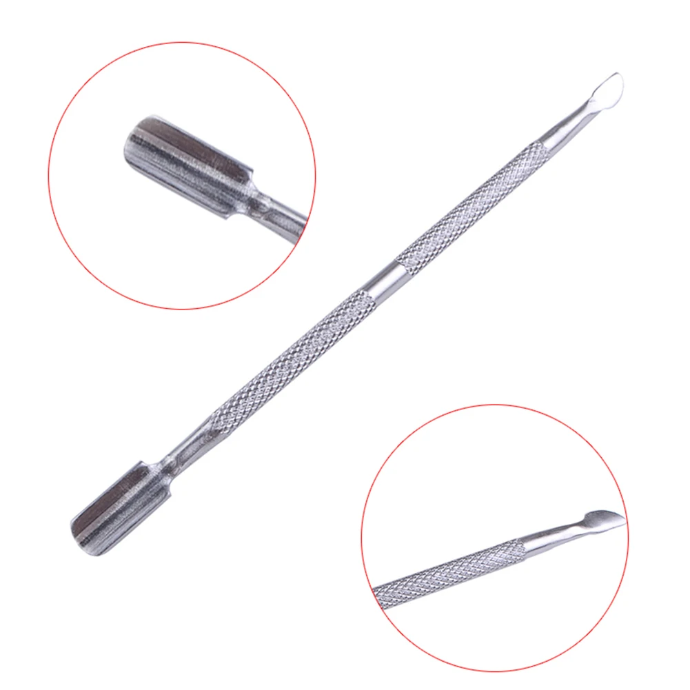 

1PC Nail Pusher Spoon Remover Stainless Steel Cuticle Nail Pusher Spoon Remover Metal Manicure Pedicure Care Cleaner Tools