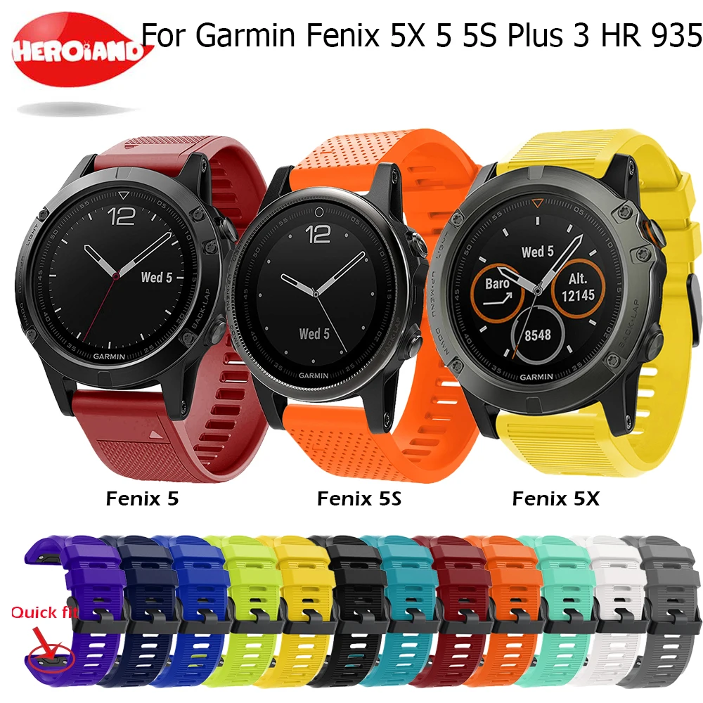 

Quick Release Silicone Easy fit Wrist Band Strap 26 22 20MM band braclet for Garmin Fenix 5X 5 5S Plus 3 HR Forerunner 935 Watch