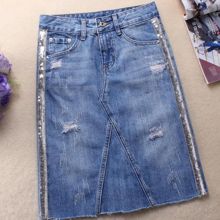 new denim skirt long cowboy skirt High Waist Women skirt|Skirts ...