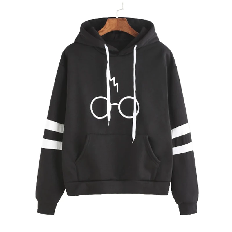 

2019 Autumn Winter Women Brushed Warm Sweatshirts Glasses Printing Casual Hoodies Loose Pocket Tops Pullover WWW930
