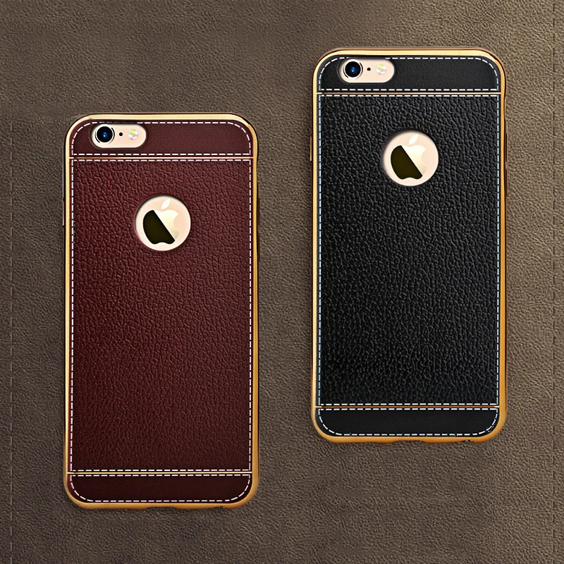 

Litchi grain luxury Plating TPU silicone mobile phone case For iphone 6 6s plus 7 Plating Frame clear cover For iphone6 7