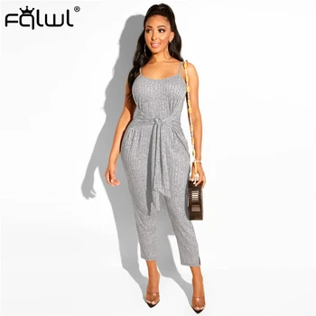 

FQLWL Casual Bandage Knitted Sexy Bodycon Summer Jumpsuit Women Overalls Backless Skinny Ladies Rompers Womens Jumpsuit Female