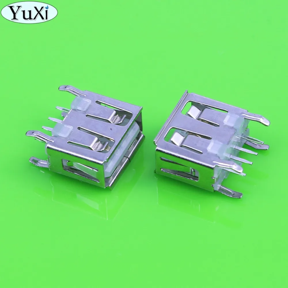 

YuXi 5pcs/lot A Type Flat Angle (180 Degree) Female USB 2.0 PCB Connector Socket