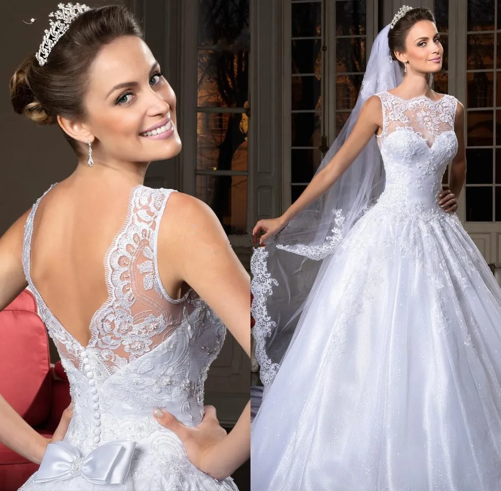 2015 Sweetheart A Line Organza Lace Wedding Dresses Church Wedding ...