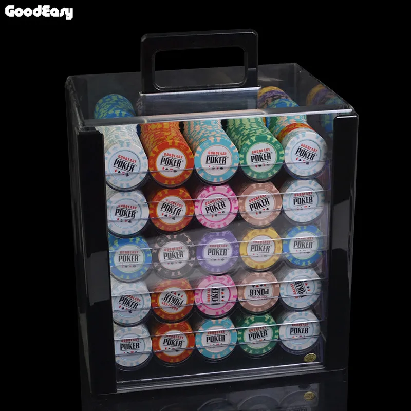 600/1000PCS/Box 14g Clay Chips Sets With Acrylic Box Casino Crown POKER