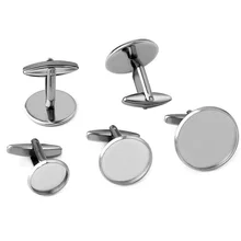 6 sztuk (bez blaknięcia) spinki do mankietów ze stali nierdzewnej Cabochon Blank Base Fit 12/14/16/18/20mm akcesoria do wyrobu biżuterii hurtowych
