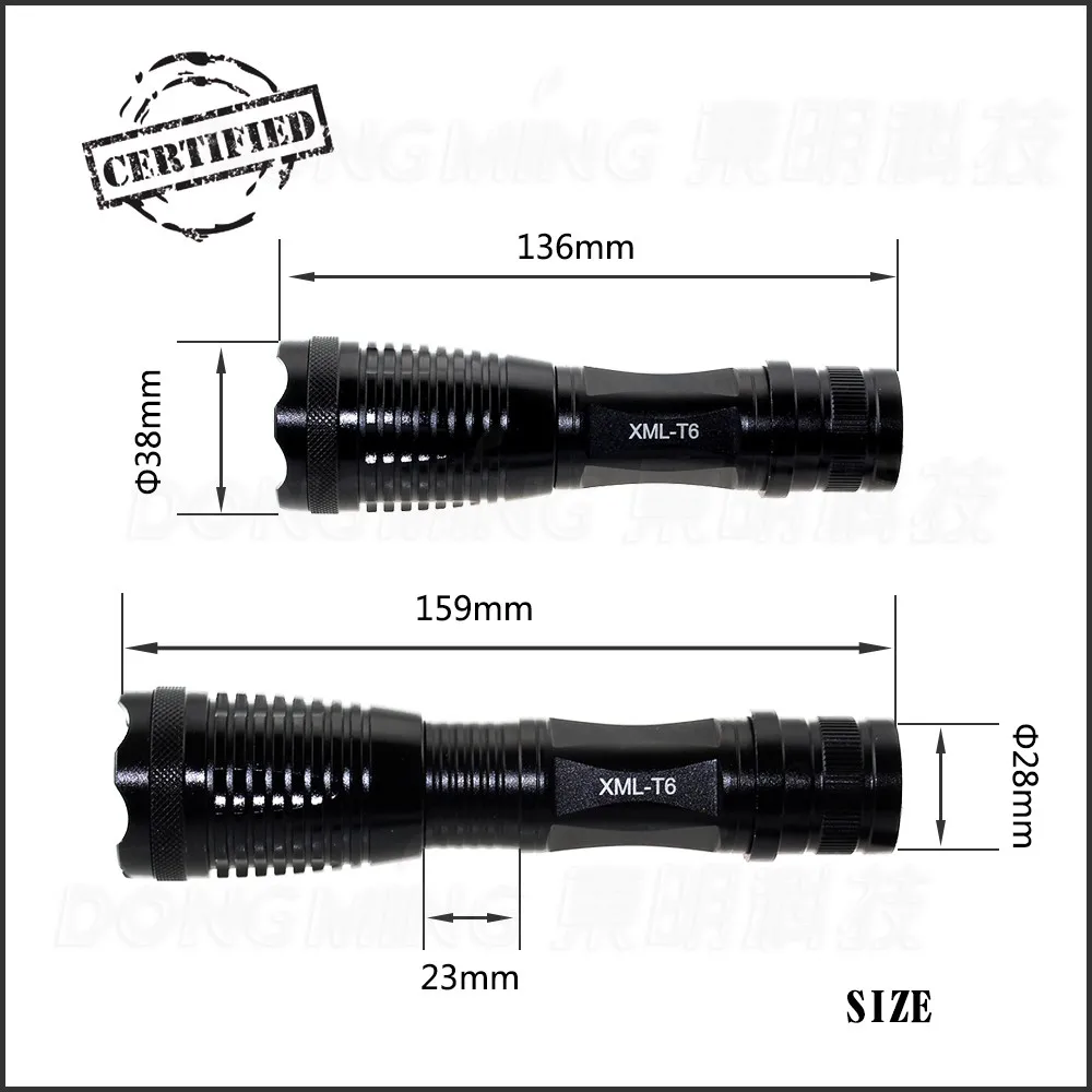 5 шт. T6 светодиодные фонари Масштабируемые CREE светодиодный фонарик Torch Light для 1x18650 аккумуляторная батарея светодиодный фонарик, фонарик 5000lm