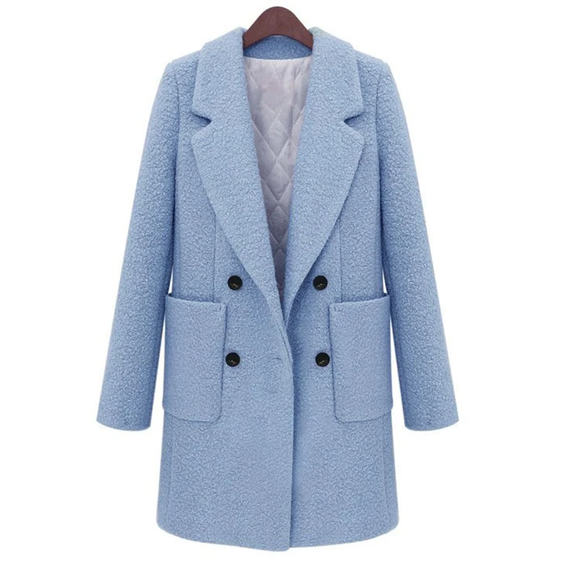 

2019 Autumn Winter Womens Woolen Coat Double Breasted Elegant Thick Wool Blend Overcoat Female New Warm Cashmere Jacket Outwear