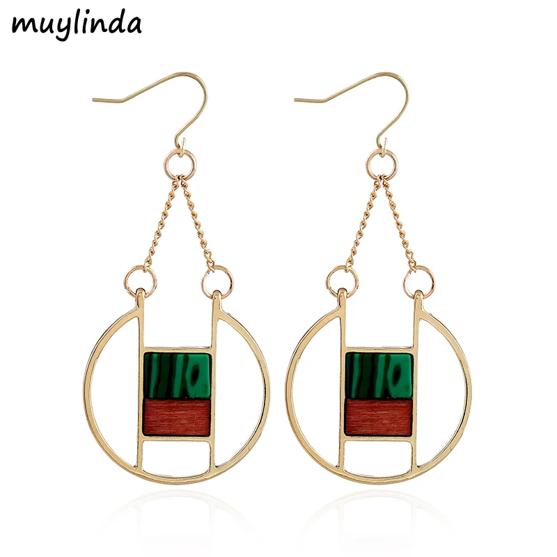 

Fashion Round Geometry Statement Earrings Women Charm Dangle Earring OL Commuting Earrings