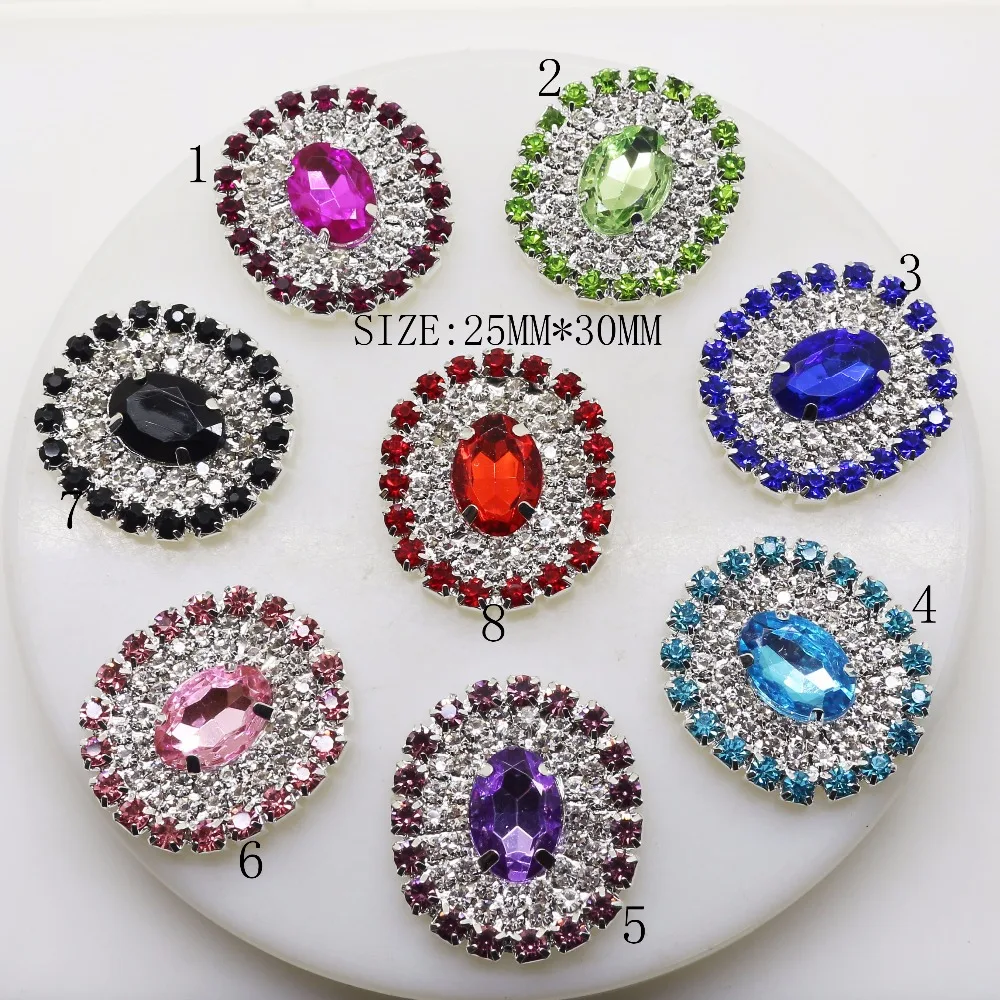

new 5pcs 26 * 30mm glass AB rhinestone buttons for crafts DIY wedding decoration flatback can mix colors.