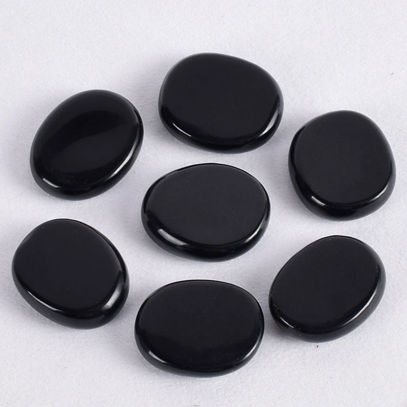 

Natural obsidian palm stone 30*22*6 mm crystal mineral quartz polishing slices Chakra set feng shui stone Reiki Healing energy