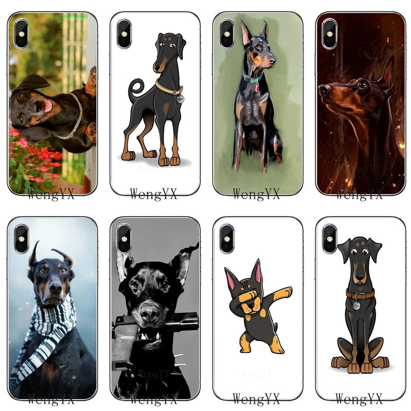

For Xiaomi Redmi S2 3S 4 4A 4x 5 plus 6 6A Note 3 4 5 5A 6 Pro Pocophone F1 black Dachshund Doberman Dog face Luxury Soft case