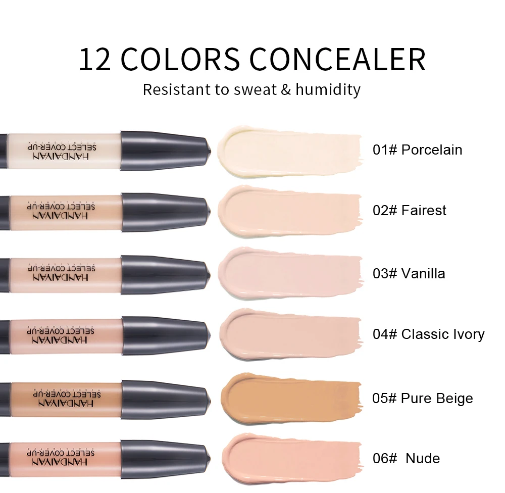 HANDAIYAN 12 Colors High Light Brightening Concealer Pen Long Oil Control Whitening Concealer Liquid Foundation Makeup TSLM1