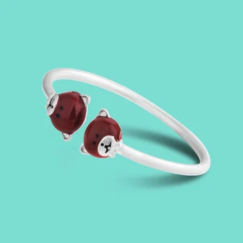

100% 925 Sterling Silver Bracelet Cute Small Opening Bracelet Free Adjustment Size Girl Bear Bangle Fine Jewelry Gift Pulseira