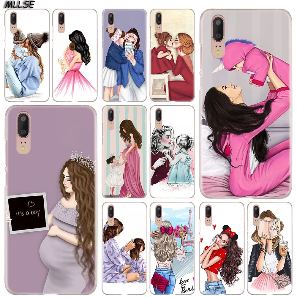 

Baby Mom Girl Super mom Fashion Hard Case Cover for Huawei P30 P20 P10 P9 P8 Lite 2017 P30 P20 Pro Mini P Smart 2019 Cover Hot