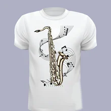 Модная футболка с коротким рукавом, саксофон, Мужская футболка, саксофон, музыка, футболка, Выберите свой размер, футболки 4XL 5XL
