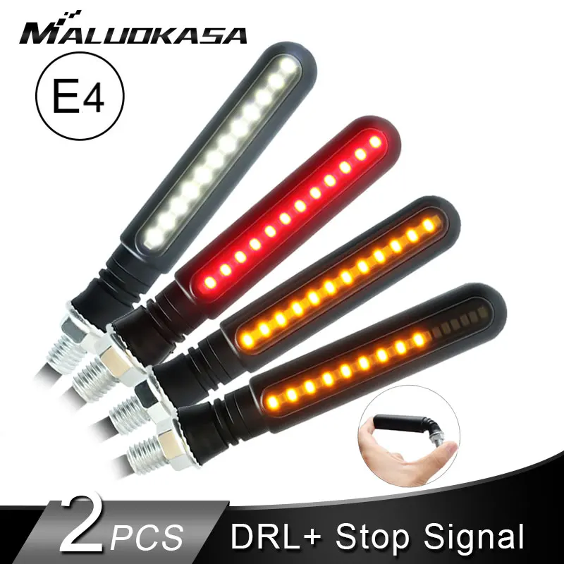 

2PCS LED Turn Signals for Motorcycle E4 Flowing Flashing Lights Stop Signals Tail Indicator/Running Light DRL Flasher for Honda