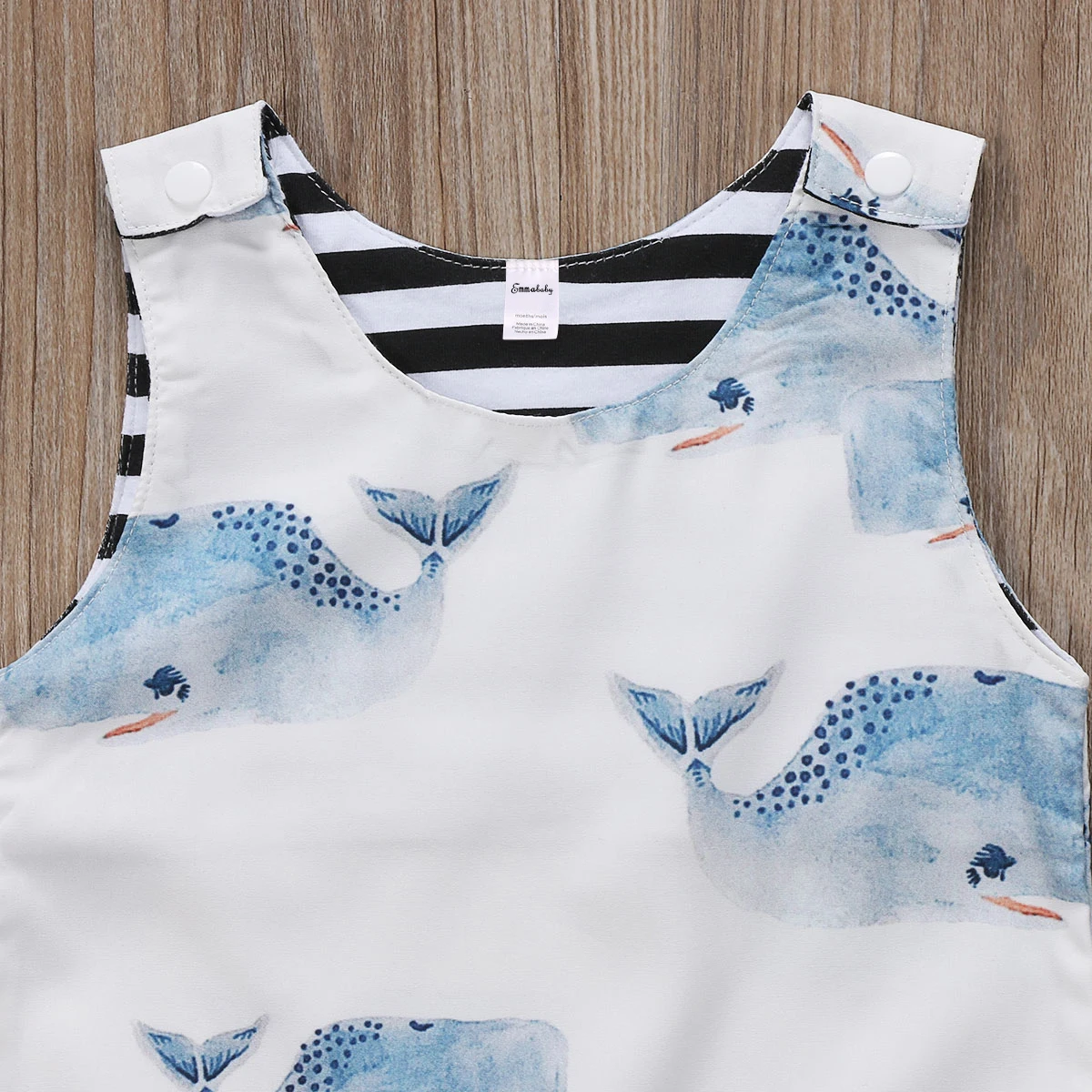 2017 الرضع أكمام الحوت الطباعة رومبير الوليد طفل الفتيان الفتيات السروال القصير بذلة playsuit تتسابق الملابس 0-3 طن مجموعة