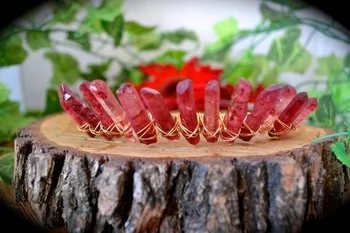 

Red Crystal Crown with Gold Jewellery Wire Boho Bridal Crown Bridesmaid Flower girl Festival Crown Hen's Night Bridal Headband