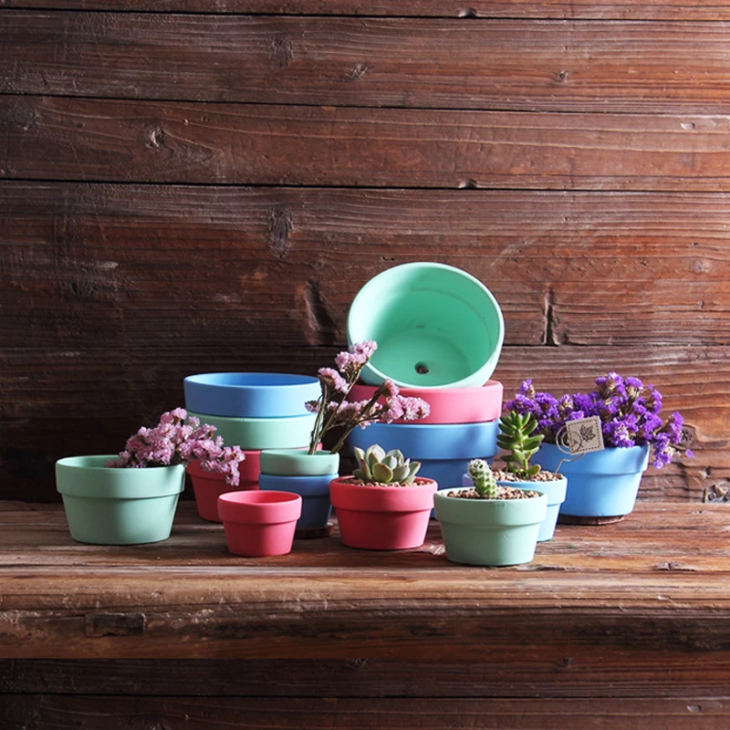 Colourful Cute Round Home Garden Office Decor Planter Plant Flower Pots