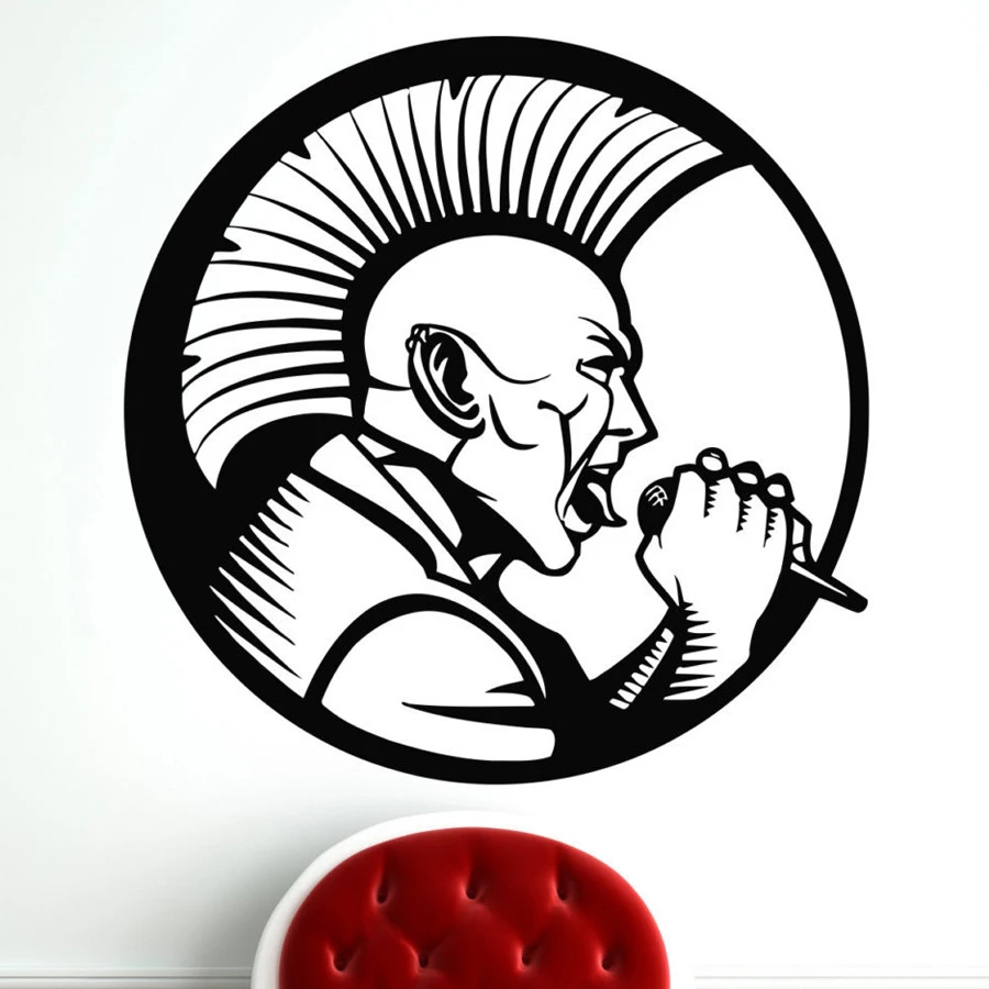 Punk Rock Singer Sticker Music Wall Decals For Kids Boys Room Home