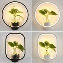 New Modern led wall lamp living room restaurant stair aisle lamp study bedroom bedside lamp hydroponic plant wall lamps modern wood wall lamp swing arm bedroom japanese living room study wall lamp bedside lamp