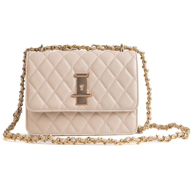 

2019 New Chain Small Square Bag With Diamond Lattice Korean Version Simple Single Shoulder Slant Hasp Handbags Fashion Clutch Pu
