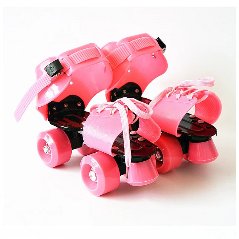 1 زوج الكبار الأطفال الاطفال مزدوجة خط أحذية التزلج على الجليد 4 عجلات الأسطوانة داخلي رباعية مواز قابل للتعديل Patines