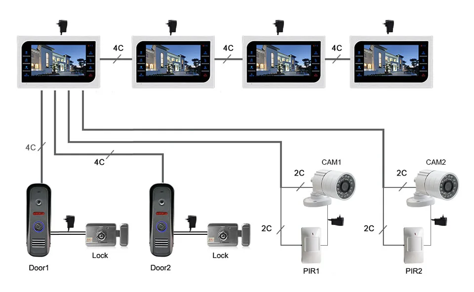 JeaTone 10 "TFT проводной видеодомофон Системы 1200TVL высокое Разрешение Камера сенсорные клавиши Home безопасности, видео звонок Системы