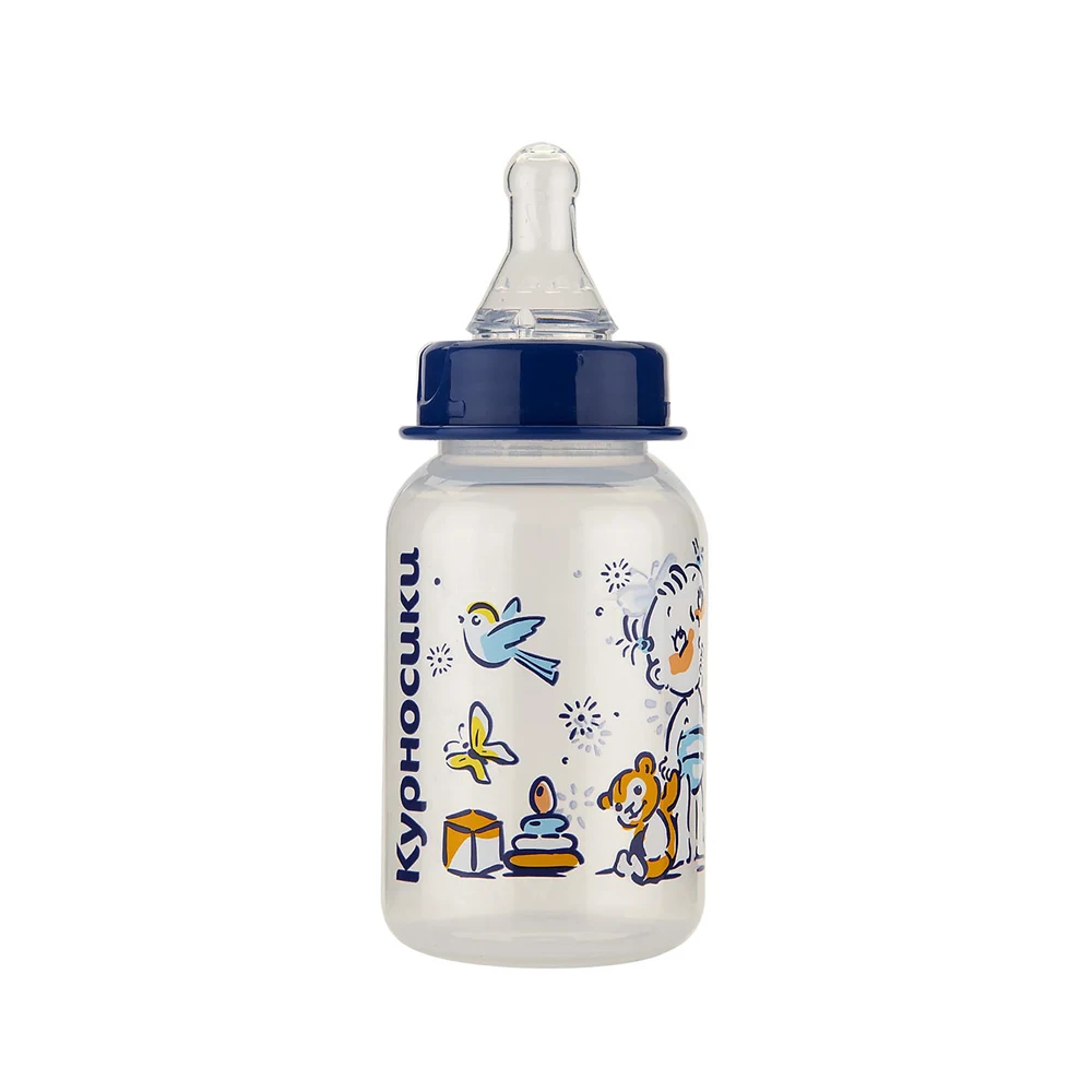 Бутылочка КУРНОСИКИ полипропиленовая с силиконовой соской молочной, 125 мл